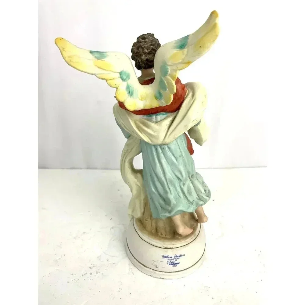 VTG Porcelain Angel‎ Music Box Milano Porcelain Sculpture Figure 1982 Eda Mann